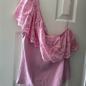 Pink Eyelet Ruffle Women's Top